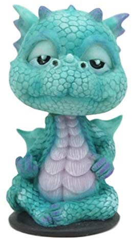 Ebros Gift Ebros Wyrmling Baby Hatchling Blue Drake Yoga Dragon Bobblehead Figurine 4"H