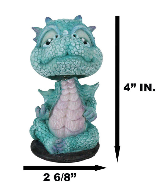 Ebros Gift Ebros Wyrmling Baby Hatchling Blue Drake Yoga Dragon Bobblehead Figurine 4"H