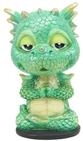 Ebros Gift Ebros Wyrmling Baby Hatchling Green Drake Yoga Dragon Bobblehead Figurine 4"H