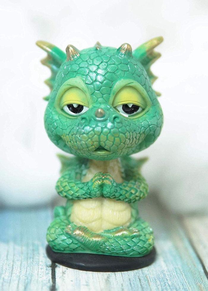 ebros gift Ebros Wyrmling Baby Hatchling Green Drake Yoga Dragon Bobblehead Figurine 4"H