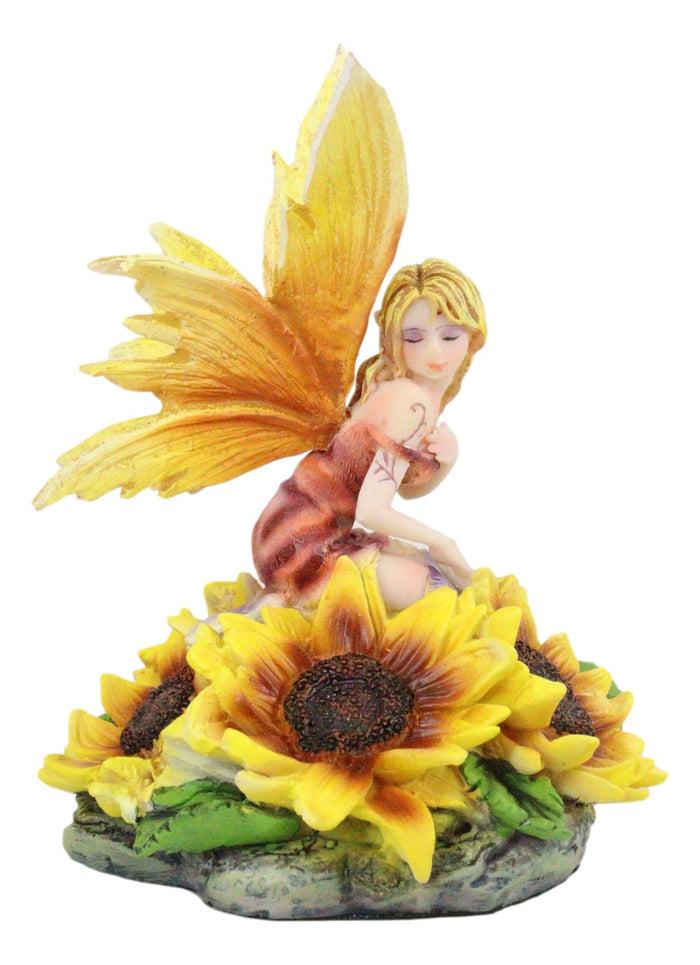 Ebros Gift Ebros Yellow Spring Blossom Sunflower Fairy Figurine 5"H Meadow Legends Faerie