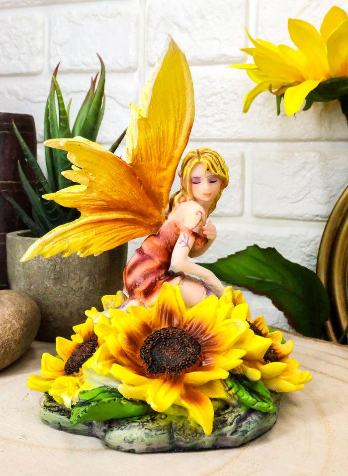 ebros gift Ebros Yellow Spring Blossom Sunflower Fairy Figurine 5"H Meadow Legends Faerie