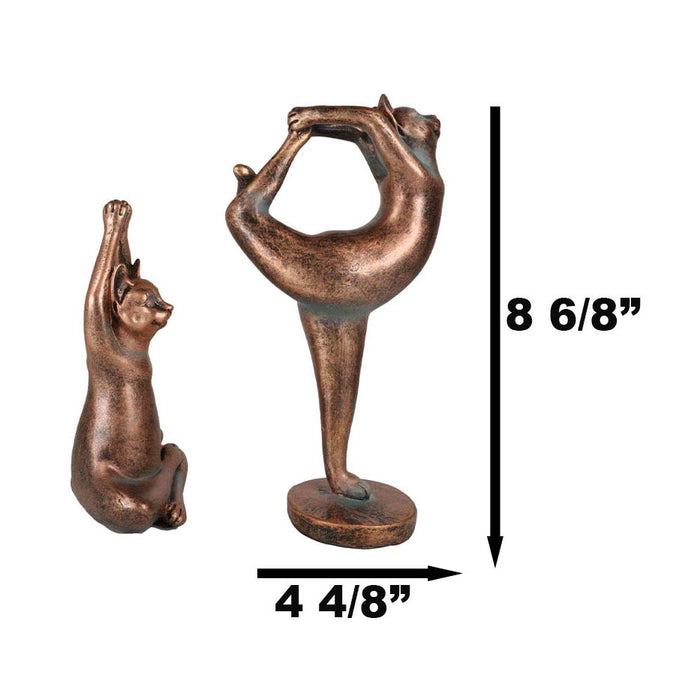 Ebros Gift Ebros Yoga Cat Statue Set Of 2 Stretching Zen Cats In Meditating And One Leg Balance Posture