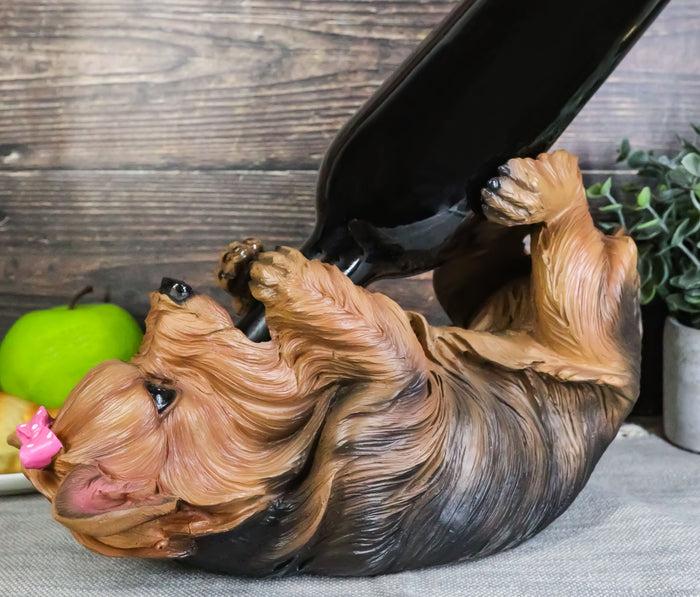 ebros gift Ebros Yorkie Canine Dog Wine Bottle Holder Figurine 10.5" Long