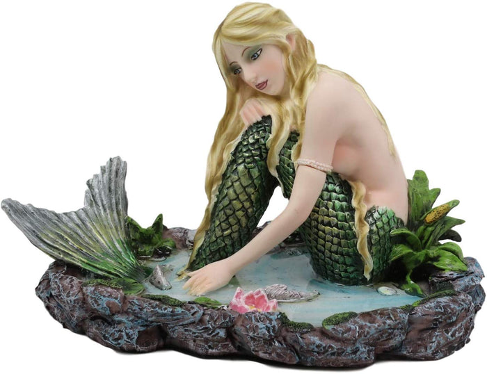 Ebros Gift Ebros Young Maiden Mermaid By The Lagoon Statue Nautical Mermaid Figurine 7.25"W