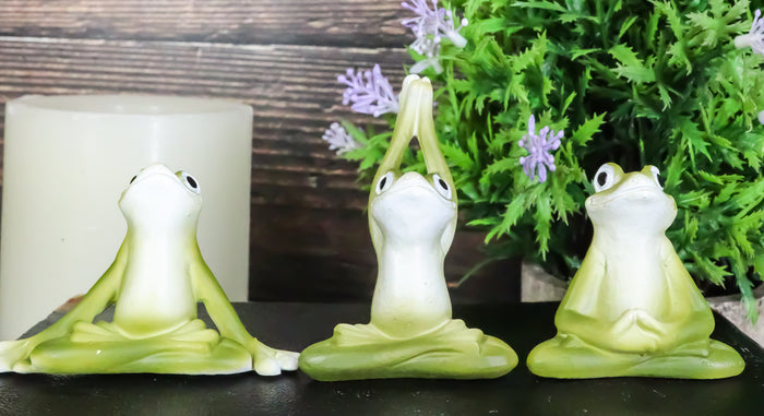 ebros gift Ebros Zen Garden Inner Peace Yoga Frogs Set of 3 Figurine Collectible