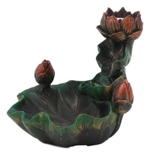 Ebros Gift Ebros Zen Lotus Blossom Backflow Incense Cone Burner Tower Statue 4.25"Tall