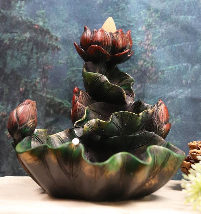 ebros gift Ebros Zen Lotus Blossom Backflow Incense Cone Burner Tower Statue 4.25"Tall