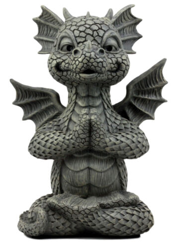 ebros gift Ebros Zen Meditating Buddha Fiery Yoga Dragon Garden Statue Faux Stone Finish 10"H