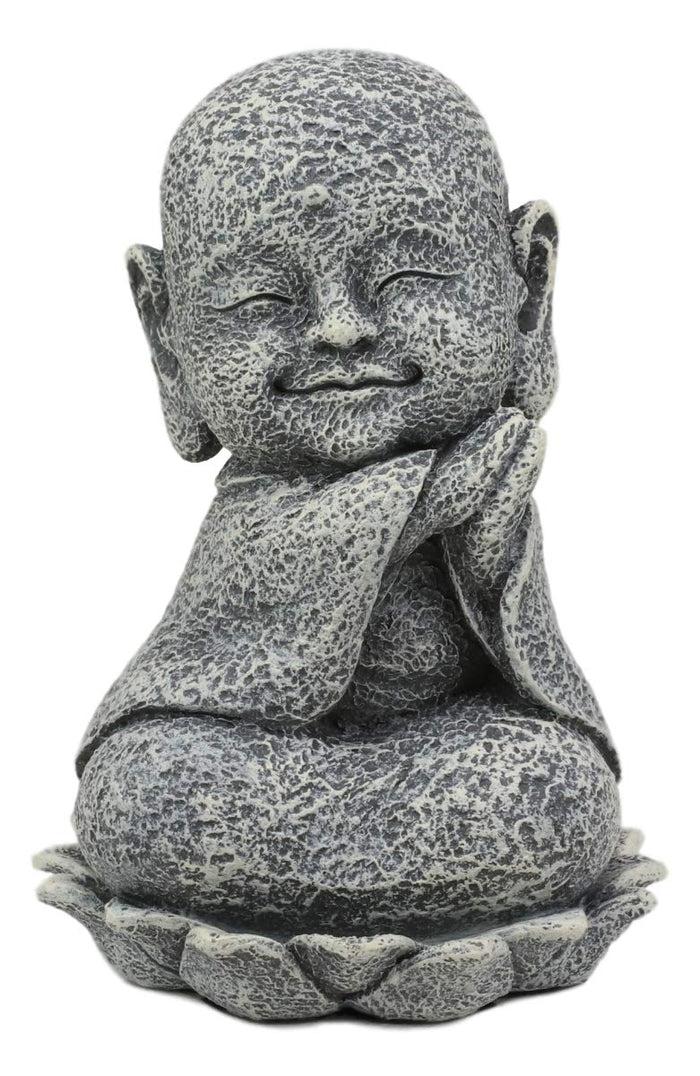 Ebros Gift Ebros Zen Meditating Japanese Jizo Monk W/ Tilted Head On Lotus Statue 4" Tall