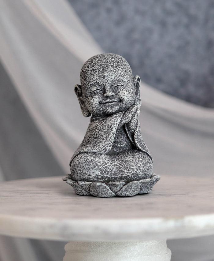 ebros gift Ebros Zen Meditating Japanese Jizo Monk W/ Tilted Head On Lotus Statue 4" Tall