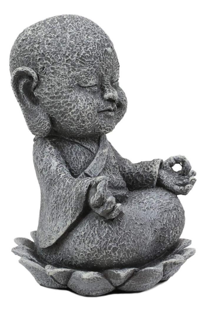 Ebros Gift Ebros Zen Meditating Japanese Jizo Monk With Om Hand On Lotus Statue 4" Tall
