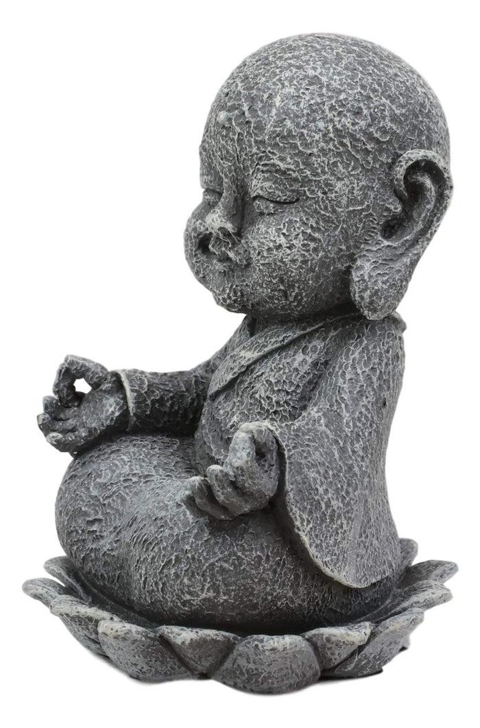Ebros Gift Ebros Zen Meditating Japanese Jizo Monk With Om Hand On Lotus Statue 4" Tall