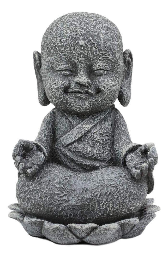 ebros gift Ebros Zen Meditating Japanese Jizo Monk With Om Hand On Lotus Statue 4" Tall