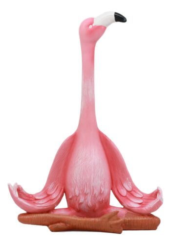 Ebros Gift Ebros Zen Yoga Pink Flamingo Statue In Lotus Meditation Pose Tropical Wading Bird Decor Figurine 12.25" Tall