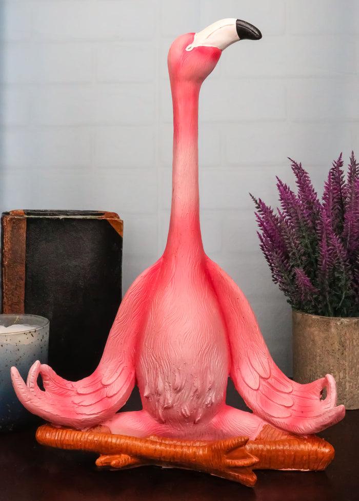 ebros gift Ebros Zen Yoga Pink Flamingo Statue in Lotus Meditation Pose Tropical Wading Bird Decor Figurine 12.25" Tall
