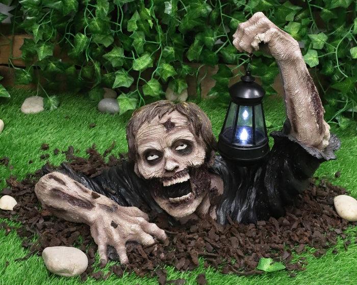ebros gift Ebros Zombie Crawling Out Of Grave Solar LED Lantern Figurine Dead Rising 18.5"L