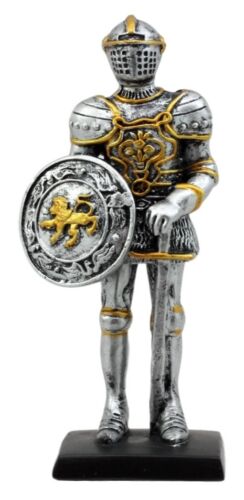 Ebros Gift EbrosMedieval English Knight Dollhouse Miniature Figurine Lion Heraldry Suit Of Armor