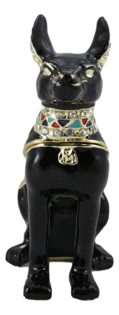 Ebros Gift Egyptian Anubis Dog God Of The Dead Pewter Austrian Crystals Trinket Jewelry Box