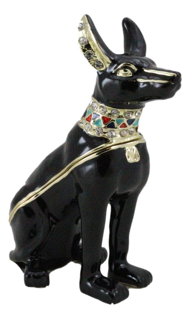 Ebros Gift Egyptian Anubis Dog God Of The Dead Pewter Austrian Crystals Trinket Jewelry Box