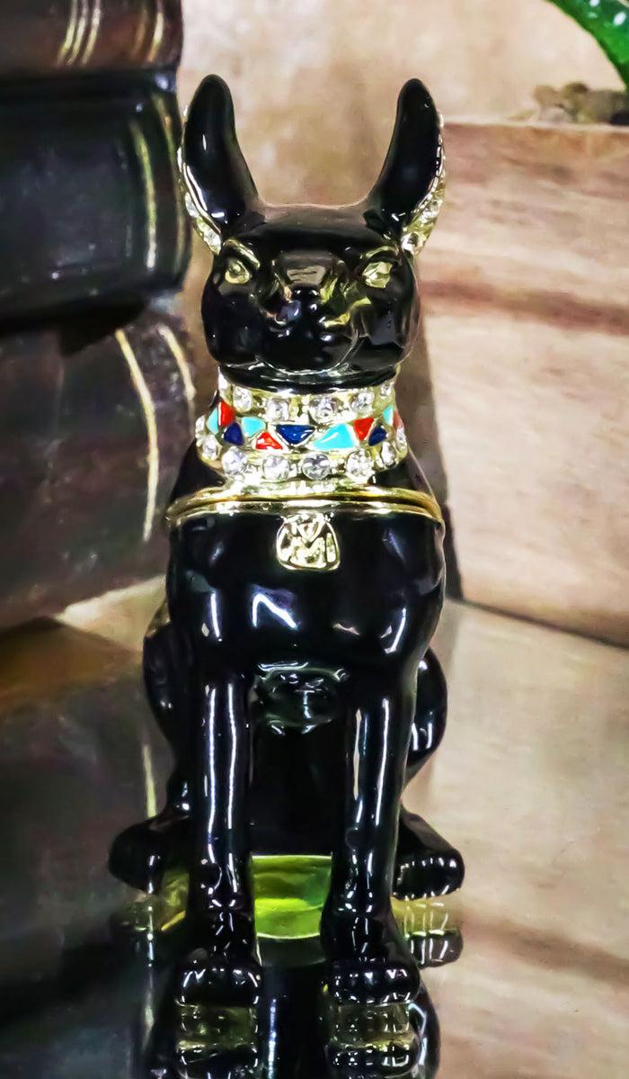ebros gift Egyptian Anubis Dog God Of The Dead Pewter Austrian Crystals Trinket Jewelry Box