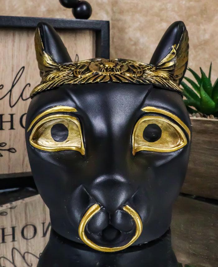 ebros gift Egyptian Bastet Cat With Uraeus Cobras And Scarab Beetle Crown Decorative Box