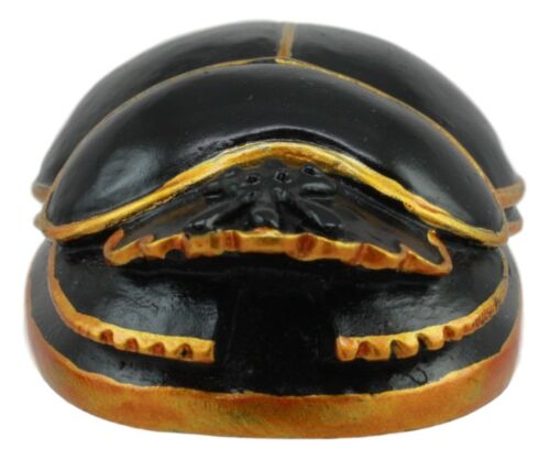 Ebros Gift Egyptian Black Gold Scarab Amulet With Hieroglyphs Statue Symbol Of Rebirth 3"L