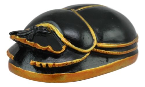 Ebros Gift Egyptian Black Gold Scarab Amulet With Hieroglyphs Statue Symbol Of Rebirth 3"L