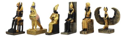 Ebros Gift Egyptian Classical Gods Anubis Horus Isis Osiris Sekhmet Dollhouse Miniature Set