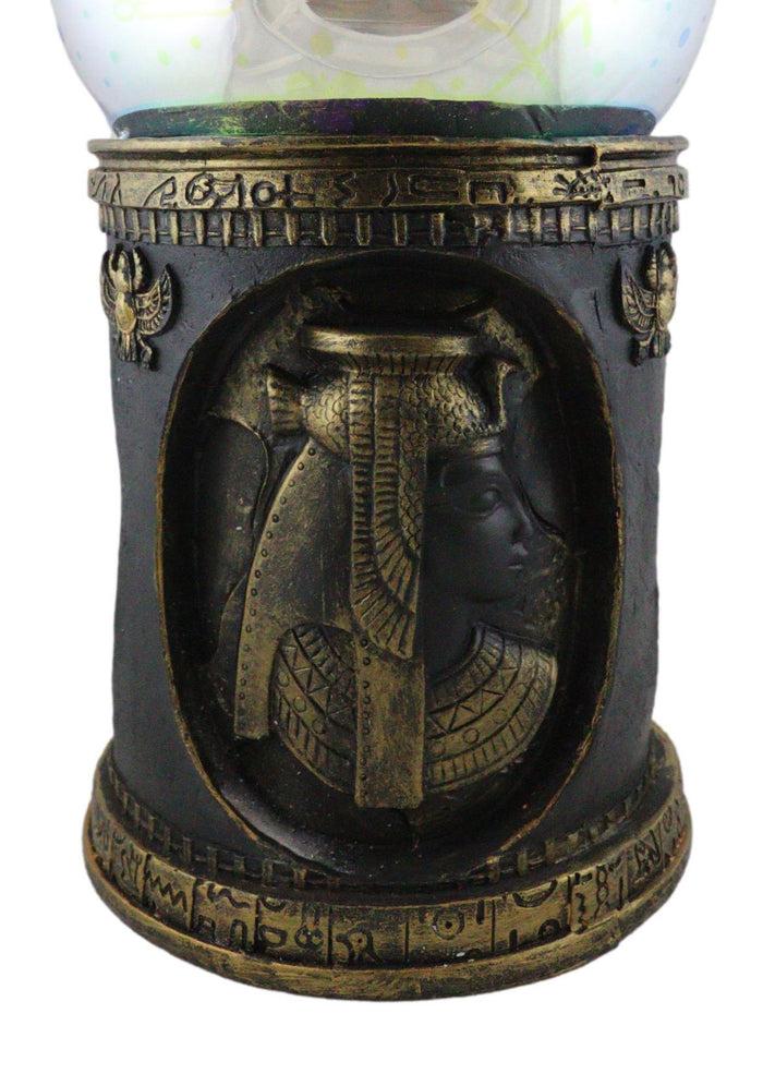 Ebros Gift Egyptian Cleopatra Golden Column With Nefertiti Bastet LED Light Glass Ball