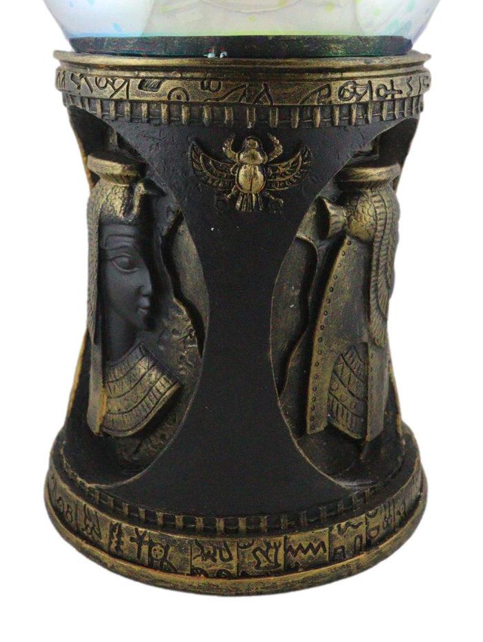 Ebros Gift Egyptian Cleopatra Golden Column With Nefertiti Bastet LED Light Glass Ball