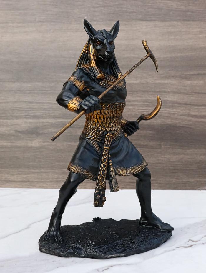 ebros gift Egyptian Deity Seth Holding Khopesh Sickle Blade And Was Scepter Statue Decor