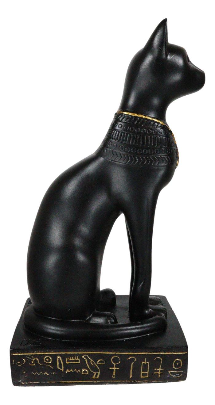 Ebros Gift Egyptian Feline Goddess Sitting Cat Bastet With Golden Scarab Necklace Figurine