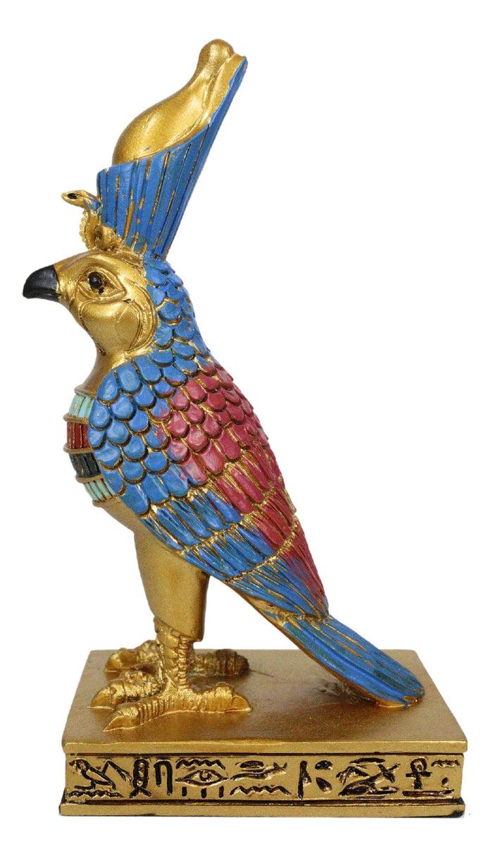 Ebros Gift Egyptian God Horus Falcon Bird With Pschent Crown On Royal Pedestal Figurine