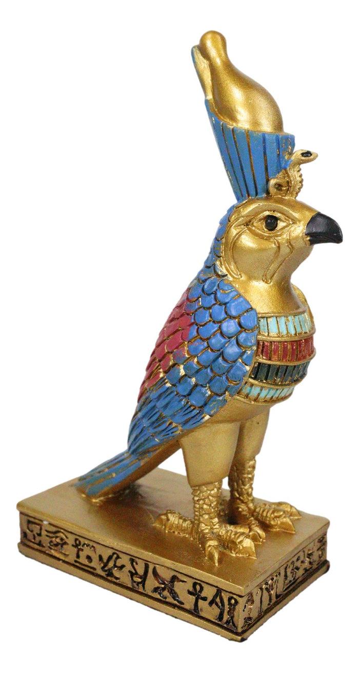 Ebros Gift Egyptian God Horus Falcon Bird With Pschent Crown On Royal Pedestal Figurine