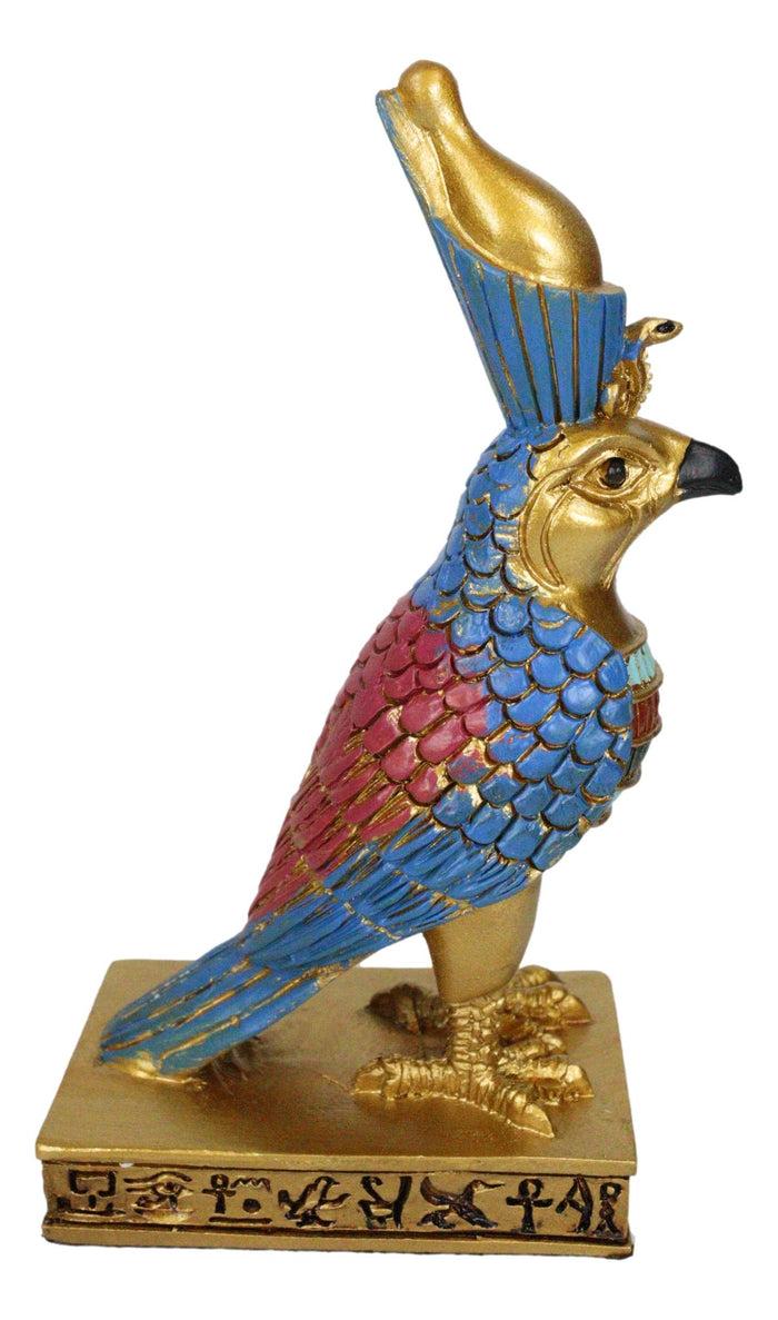 Ebros Gift Egyptian God Horus Falcon Bird With Pschent Crown On Royal Pedestal Figurine