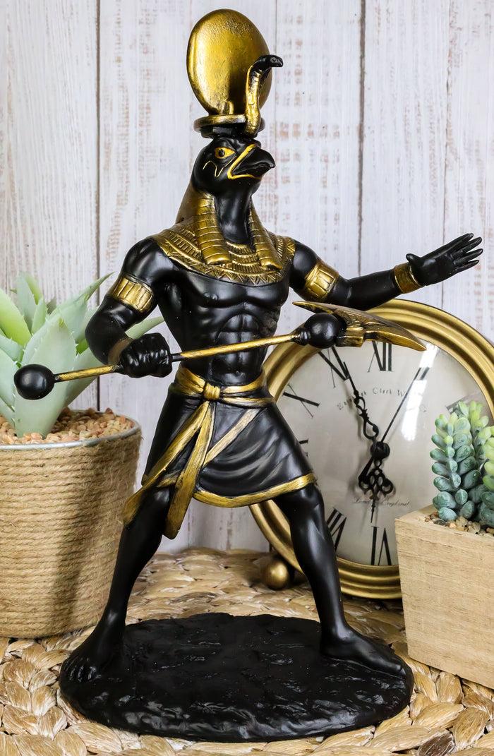 ebros gift Egyptian God Horus Ra With Sun And Uraeus Disc Statue Deity of Sun War And Sky