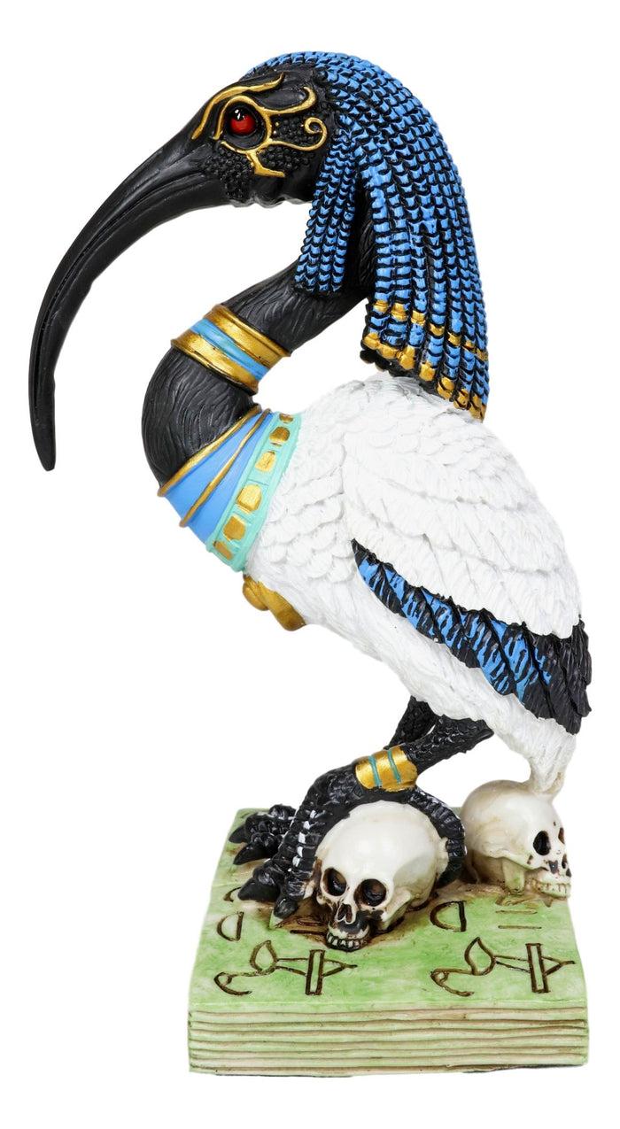 Ebros Gift Egyptian God Ibis Headed Thoth White Flamingo Standing On Skull And Book Statue