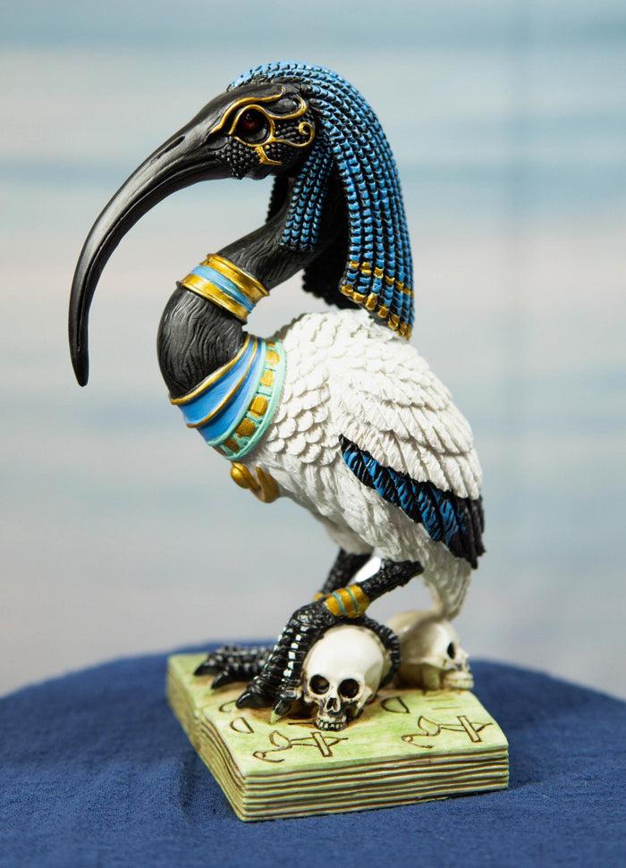 ebros gift Egyptian God Ibis Headed Thoth White Flamingo Standing On Skull And Book Statue