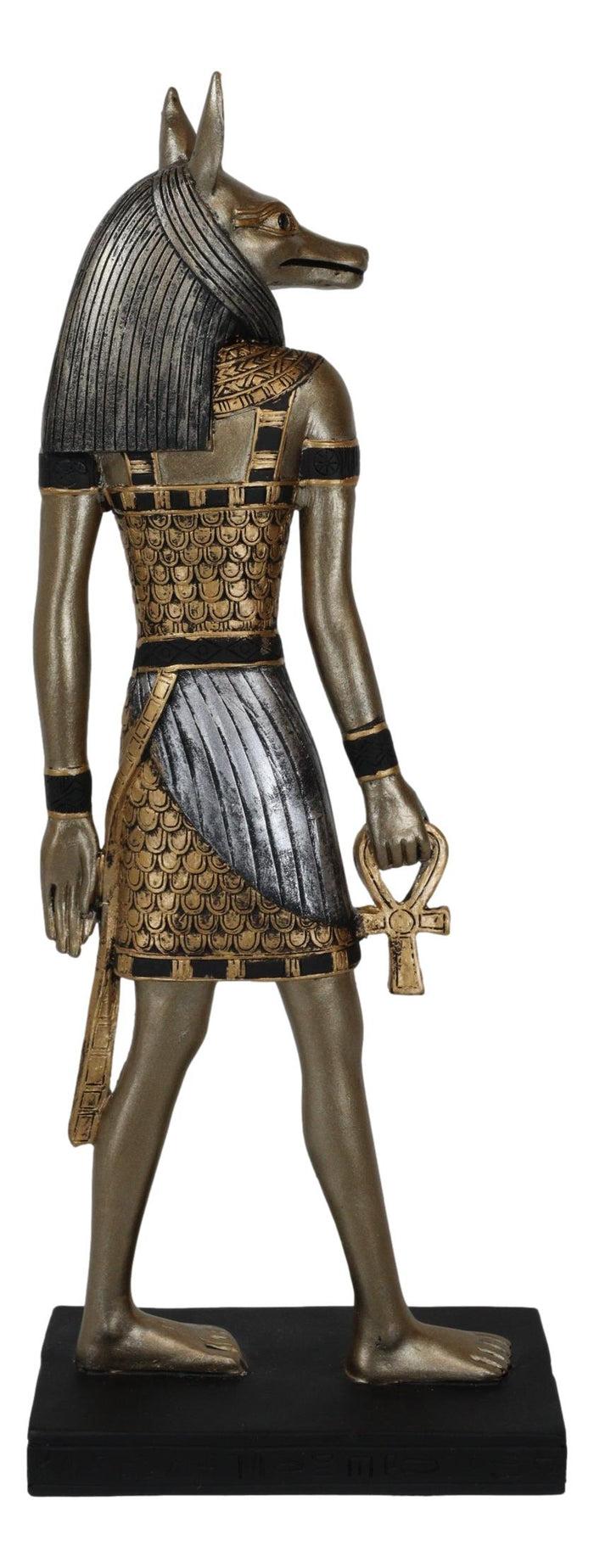 Ebros Gift Egyptian God Of The Dead Anubis Holding Ankh & Staff Slim Profile Figurine 10" H