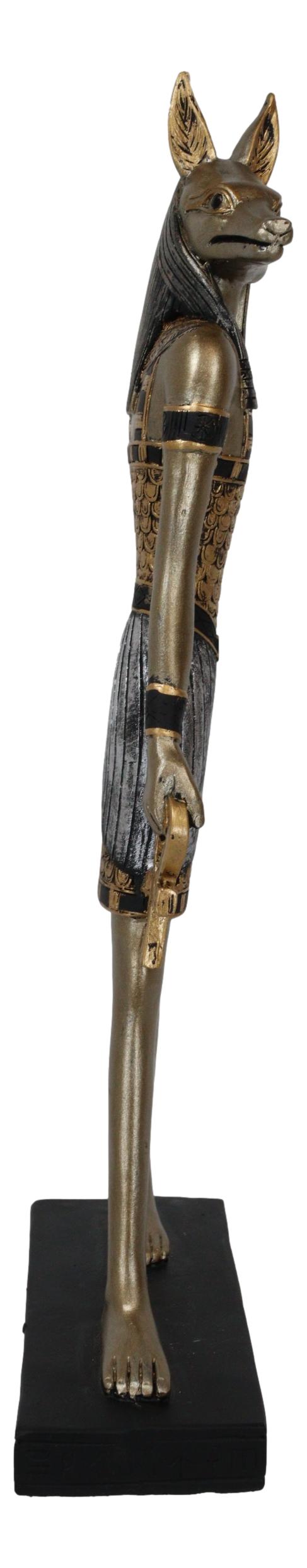 Ebros Gift Egyptian God Of The Dead Anubis Holding Ankh & Staff Slim Profile Figurine 10" H