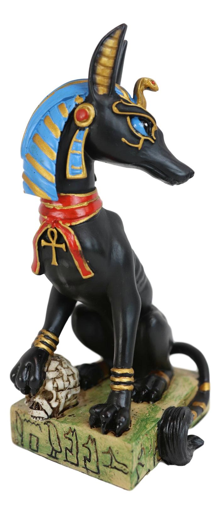 Ebros Gift Egyptian God Of The Dead Anubis With Uraeus Crown Standing On Mummy Skull Statue