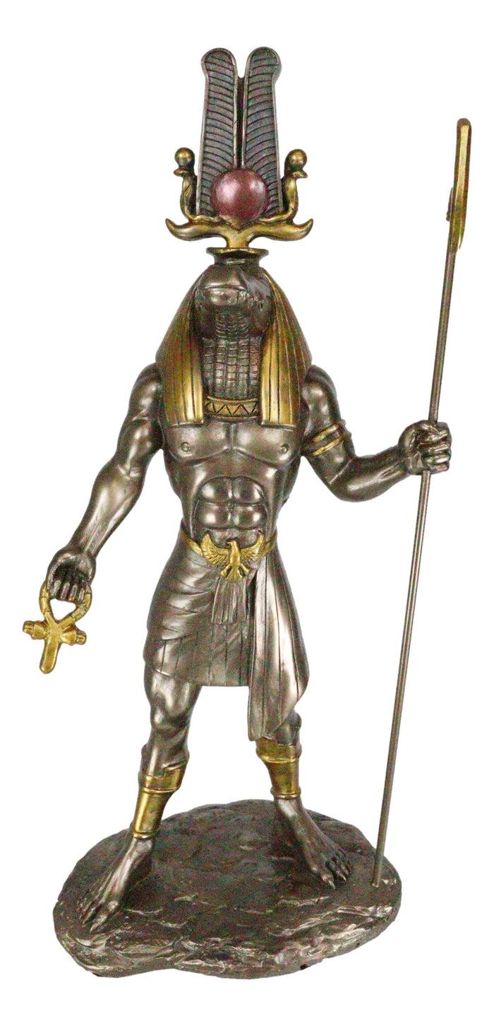 Ebros Gift Egyptian God Of The Nile Military Prowess Sobek With Ankh Sculpture 12"H Figurine