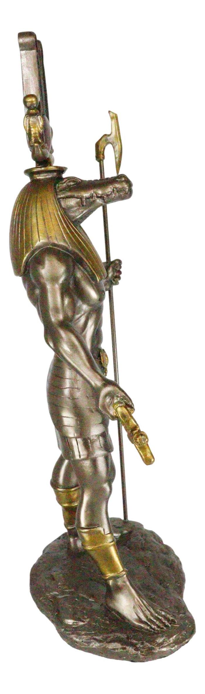 Ebros Gift Egyptian God Of The Nile Military Prowess Sobek With Ankh Sculpture 12"H Figurine