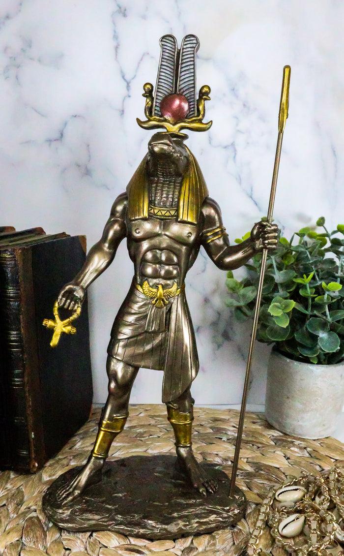 ebros gift Egyptian God of The Nile Military Prowess Sobek with Ankh Sculpture 12"H Figurine
