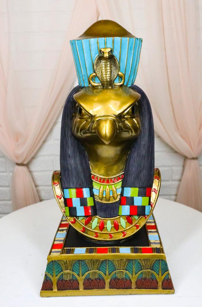 ebros gift Egyptian God Of The Sky And Sun Horus Ra With Pschent Bust Statue With Base