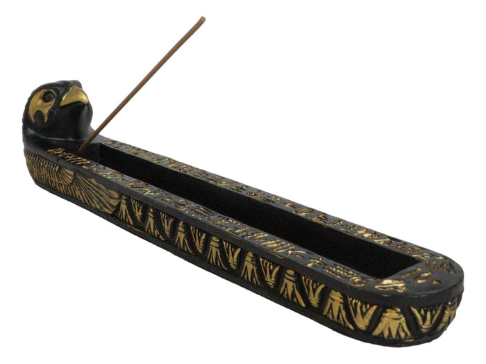 ebros gift Egyptian God Of The Sky Horus Falcon Bird With Hieroglyphs Incense Burner Holder