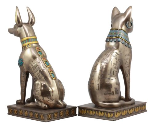 Ebros Gift Egyptian Goddess Bastet And God Anubis Sitting On Pedestal Statue Set Of 2