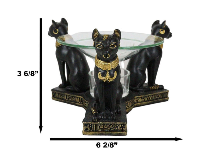Ebros Gift Egyptian Goddess Bastet Bast Cat Trio Candle Heat Oil Tart Scent Burner Decor