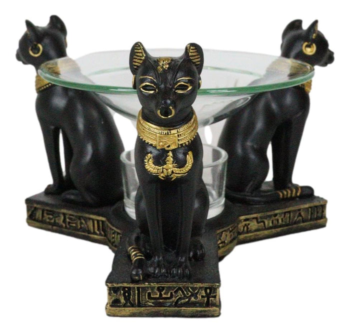 Ebros Gift Egyptian Goddess Bastet Bast Cat Trio Candle Heat Oil Tart Scent Burner Decor